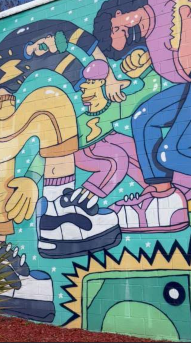 Vibrant cartoon street mural in Panama City